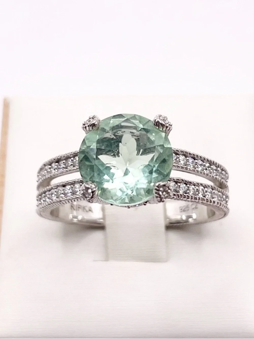 Size 9.5 Prasiolite 925 Sterling Silver Ring signed Judith Ripka